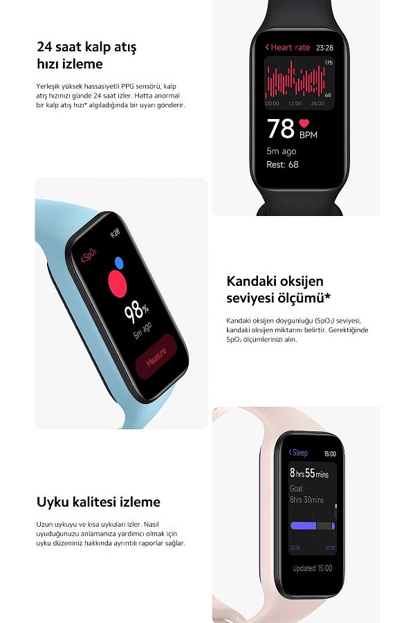 Xiaomi Redmi Smart Band 2 Nabız Ölçer Su Geçirmez Android Ios Iphone Uyumlu Akıllı Bileklik Saat - Görsel 5