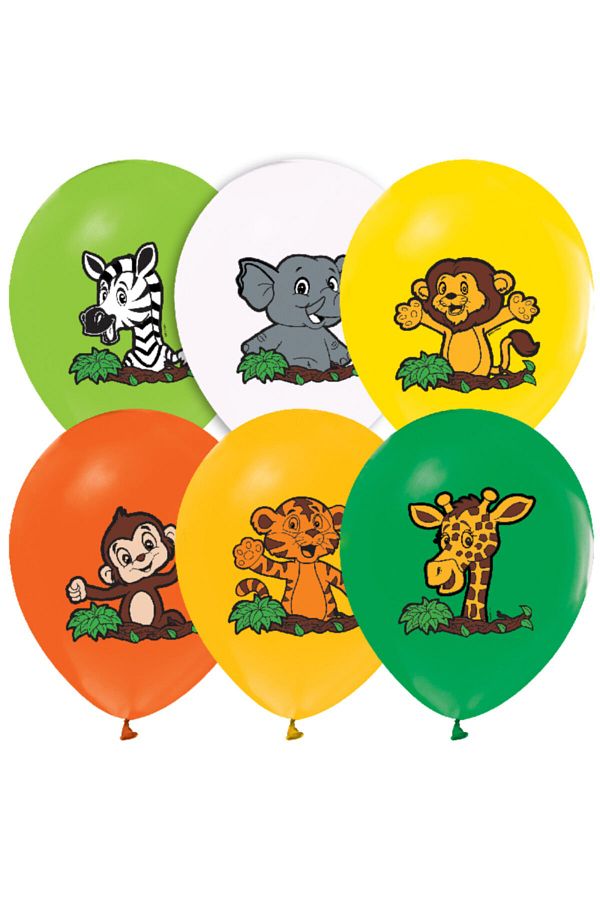 Safari Lateks Sevimli Hayvanlar Tropikal Orman Hayvanları Balon 12 Adet 12inc