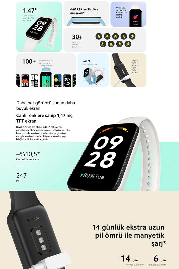 Xiaomi Redmi Smart Band 2 Nabız Ölçer Su Geçirmez Android Ios Iphone Uyumlu Akıllı Bileklik Saat - Görsel 2