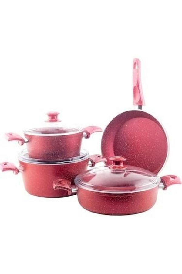 (*) ÜZÜM ÇELİK GRANİT TENCERE SET 7 PARÇA