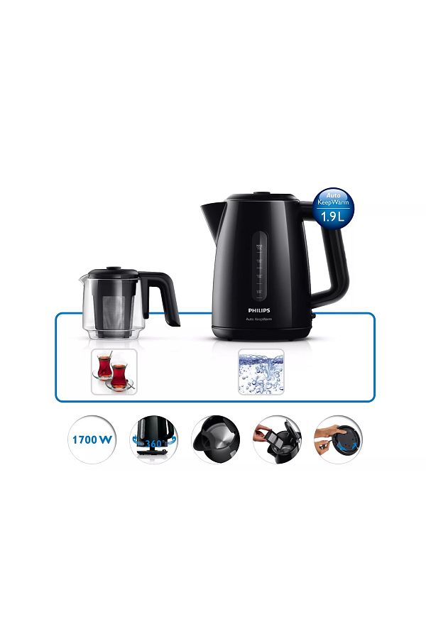 Philips Daily Collection 1700 W Cam Demlikli Çay Makinesi ve Su Isıtıcı - Görsel 3