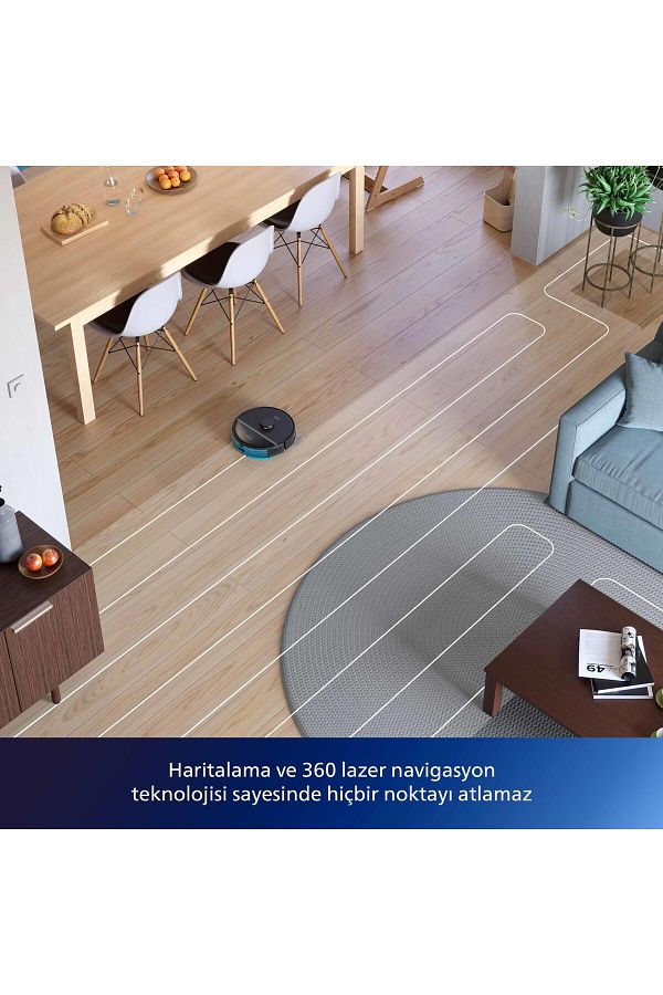 Philips Islak Kuru Moplu Siyah Robot SÜPÜRGE,4000 Pa, Sert Zemin ve Halıya Uygun - Görsel 3