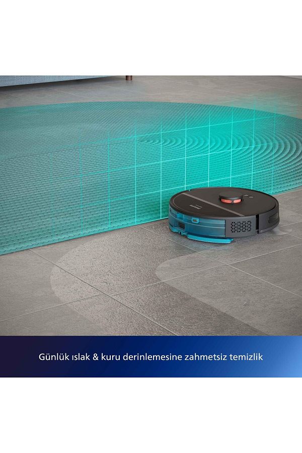 Philips Islak Kuru Moplu Siyah Robot SÜPÜRGE,4000 Pa, Sert Zemin ve Halıya Uygun - Görsel 5