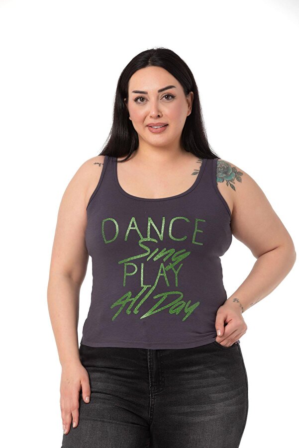 Strappy Yazılı T-shirt — Anthracite