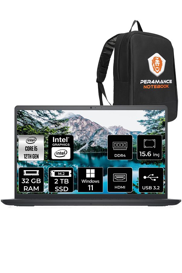 Dell Inspiron 15 3520 i5 1235U 32GB RAM 2TB SSD 15.6'' FHD W11HOME I352024052009U & PER4 ÇANTA