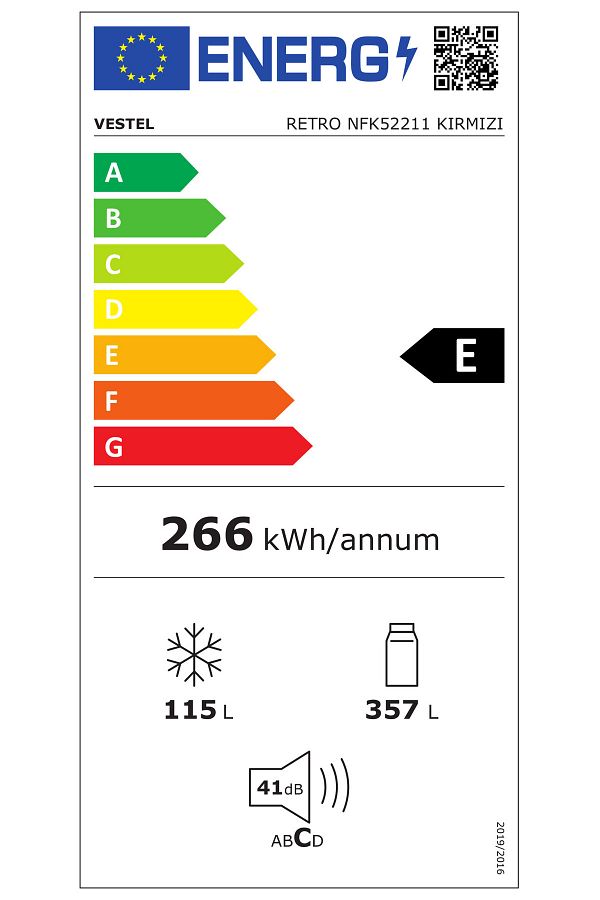 VESTEL RETRO NFK52211 Kırmızı 471 Lt No-Frost Buzdolabı - Görsel 7