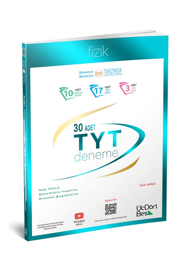 TYT Fizik 30’lu Deneme Soru Bankası 345 üçdörtbeş 2024 (Güncel İçeriğe Sahiptir)