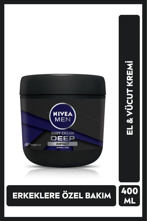 Men Erkek El Ve Vücut Kremi Deep Impact 400ml, 48 Saat Nemlendirici, Gün Boyu Ferah Cilt Hissi