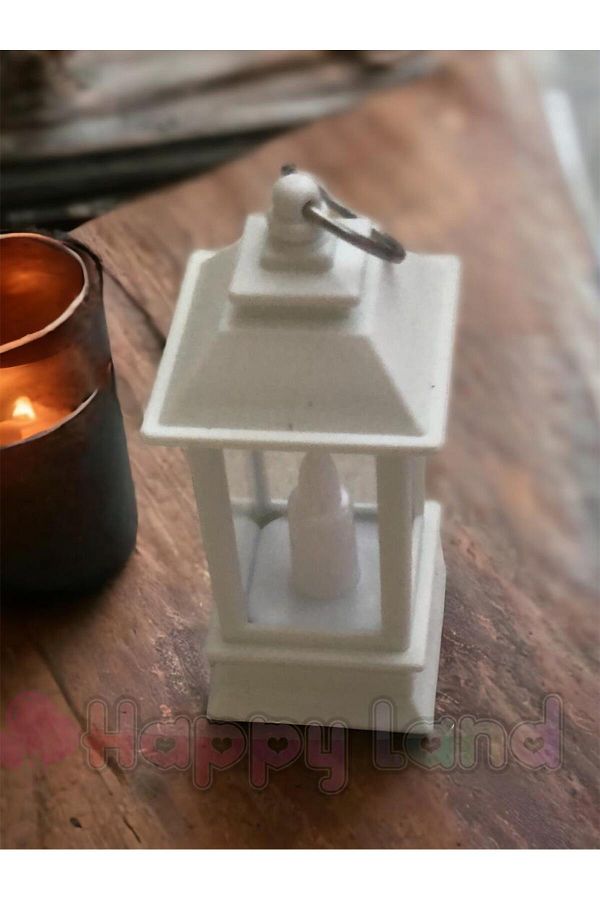 Mini Fener Beyaz Renk 10 cm Tealight Mum Dekor Işık