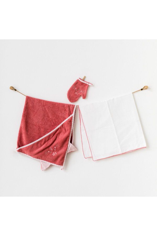 Bebek Havlu Takım 3 Pcs Set Towel Muslın Set Baby Home