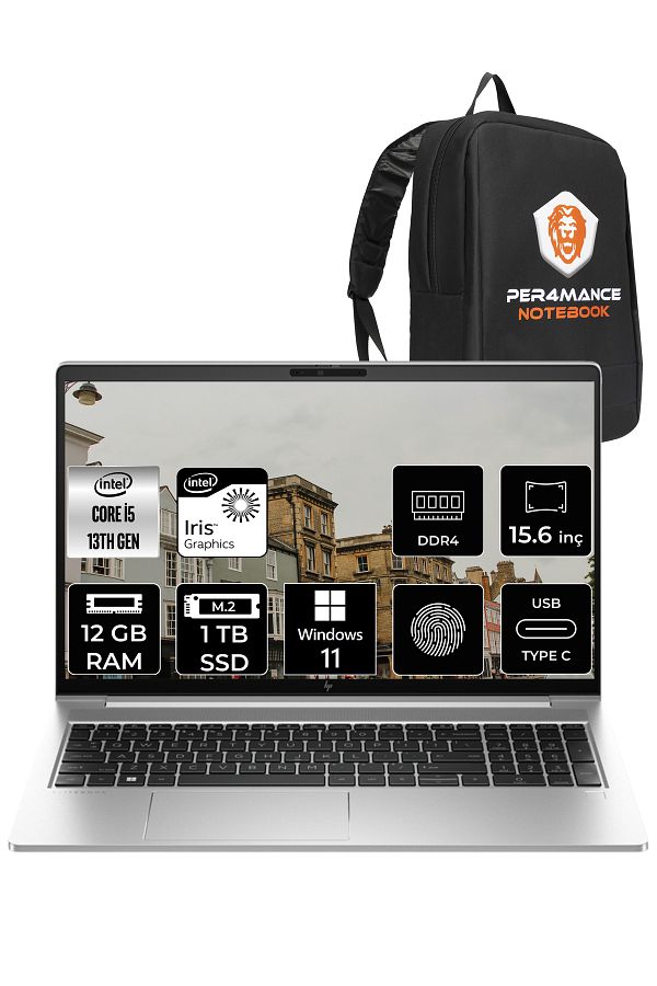 HP Elitbook 650 G10 i5 1335U 12GB RAM 1TB SSD 15.6'' FHD W11PRO 725N9EA & PER4 ÇANTA