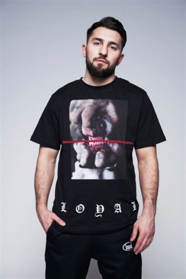 Erkek Siyah Normal Kesim Köpek Baskılı T-shirt