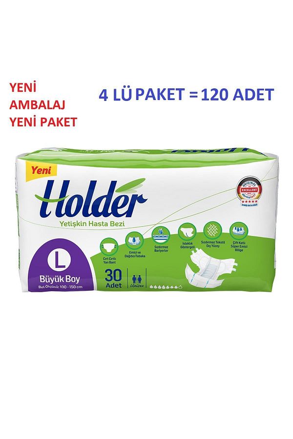 Belbantlı Hasta Bezi Large Büyük Boy 4'lü Paket 120 Adet