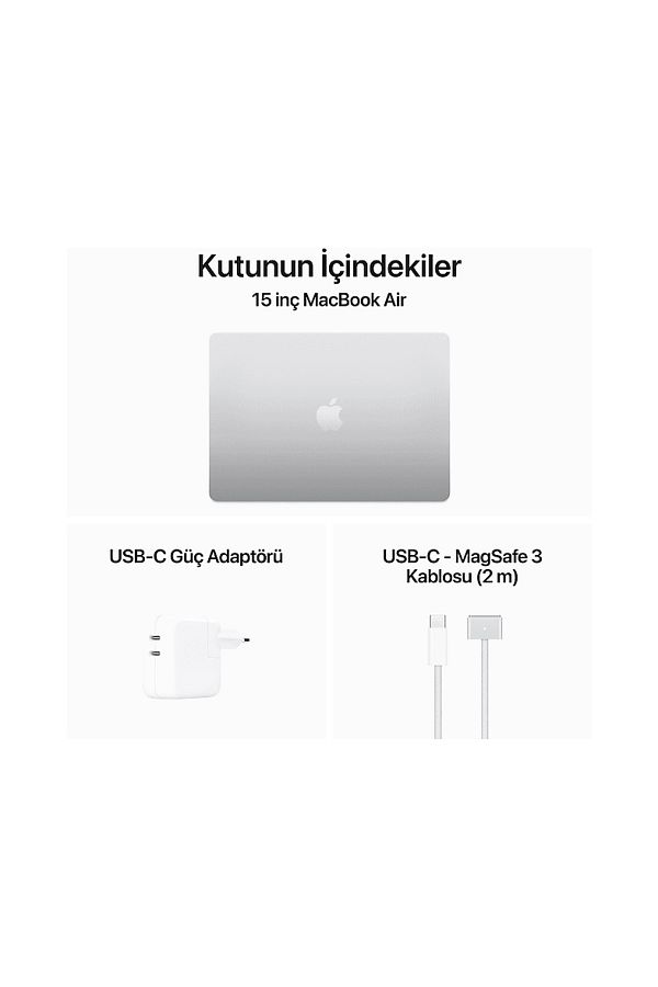 Apple MRYQ3TU/A/Macbook Air/M3/8/512/10/15 inç /Silver - Görsel 8