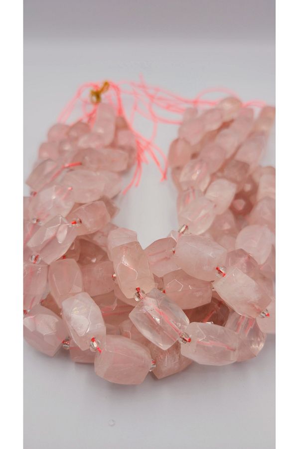 17x12 mm Pembe Kuvars Fıçı Kesim Doğaltaş Dizi