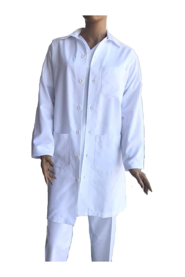 Beyaz Pantolon-ceket(uzun) Kadın Doktor&hemşire Üniforması