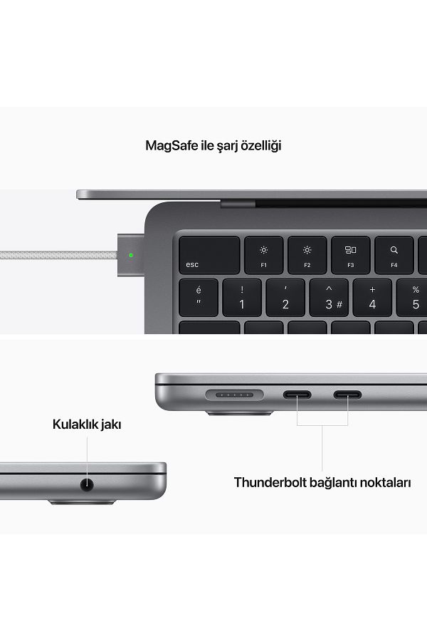 Apple Macbook Air 13.6" M2 8gb 256gb Ssd Uzay Grisi - Görsel 7