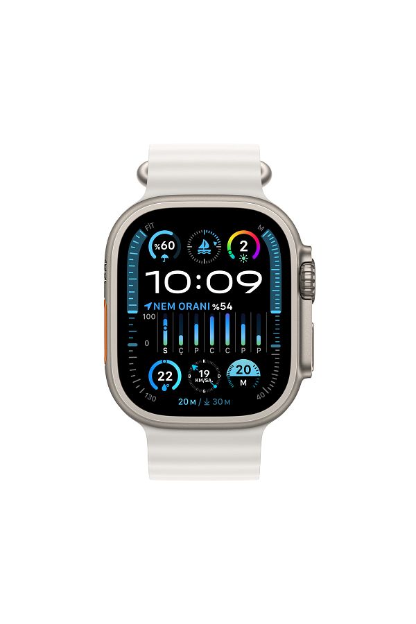 Apple Watch Ultra 2 GPS + Cellular, 49mm Titanyum Kasa ve Beyaz Ocean Kordon - Görsel 2