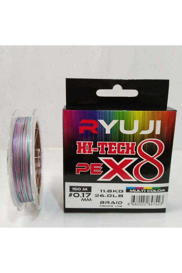Hi-Tech X8 150m 0.17 mm Multi Color İp Misina