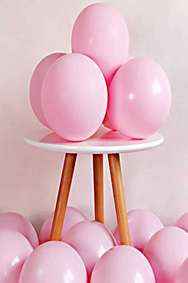 10 Lu Pembe Makaron Pastel Mat Renk Balon