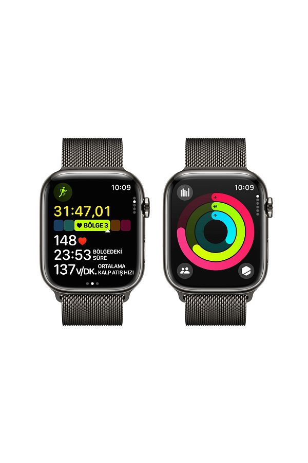 Apple Watch Series 9 GPS + Cellular 45mm Grafit Paslanmaz Çelik Kasa ve Grafit Milano Loop - Görsel 8