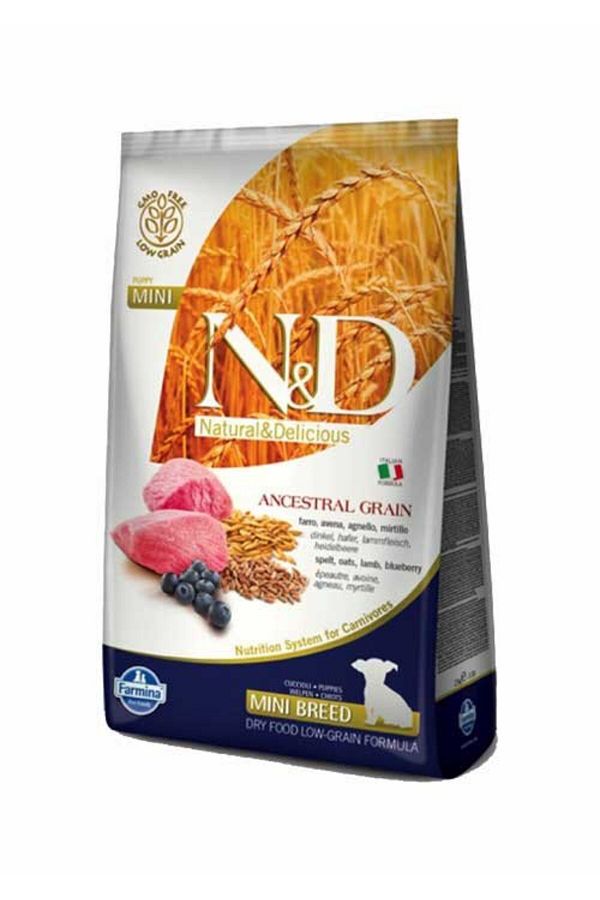 Ancestral Grain Mini Puppy Kuzulu Yaban Mersinli Küçük Irk Düşük Tahıllı Yavru Köpek Maması 2,5