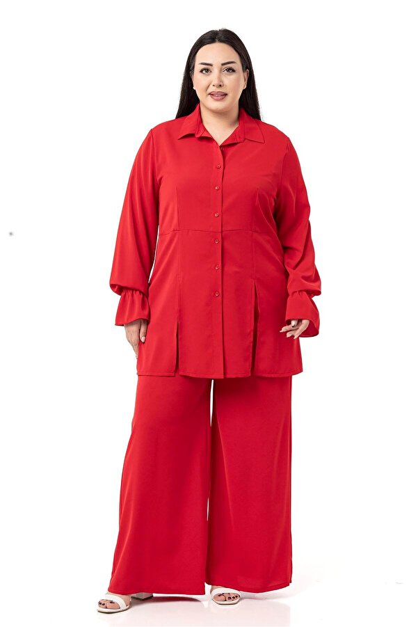 Comfort-fit Shirt Trousers Two-piece Set — Red