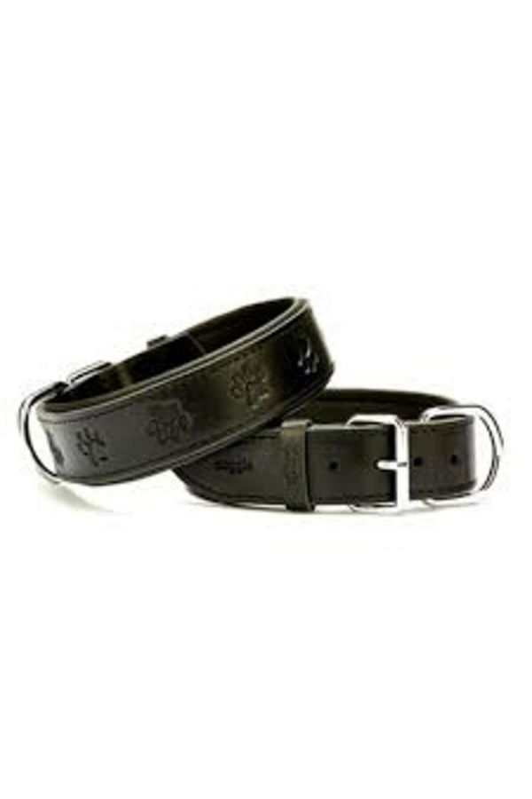 DOGGİE KONFOR DERİ KEMİK DESENLİ BOYUN TASMASI SİYAH 2,5X37-45CM