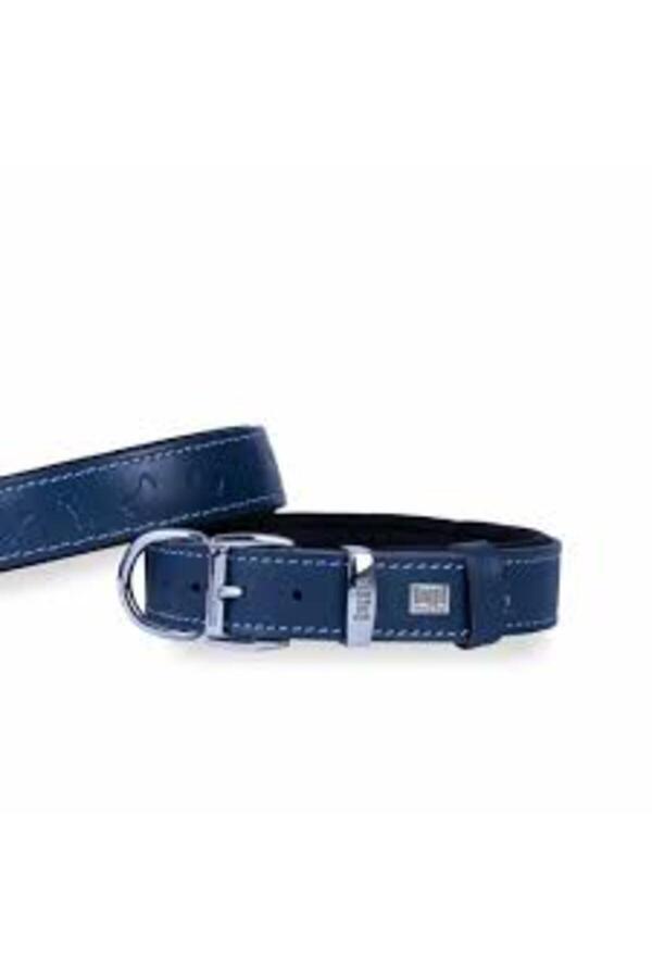 DOGGİE KONFOR DERİ KEMİK DESENLİ BOYUN TASMASI ROYALMAVİ 4X52-60CM