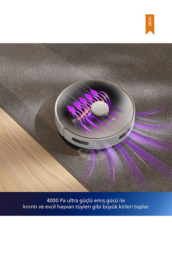 Philips Robot Süpürge 3000 Serisi Islak Kuru Moplu Beyaz ,4000 Pa, Sert Zemin Ve Halıya Uygun 552Lseri - Görsel 2