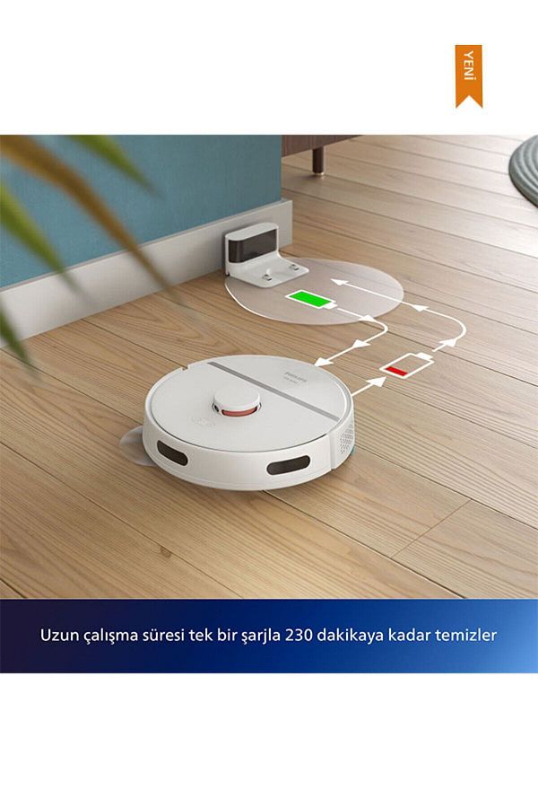 Philips Robot Süpürge 3000 Serisi Islak Kuru Moplu Beyaz ,4000 Pa, Sert Zemin Ve Halıya Uygun 552Lseri
