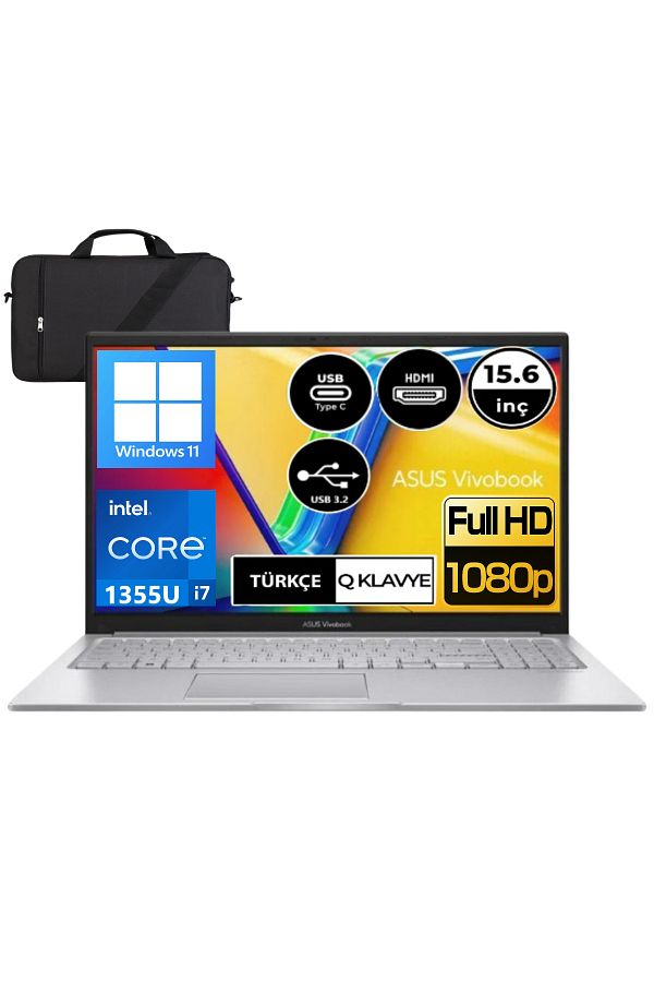 ASUS Vivobook 15 X1504VA-NJ195W03 Intel Core I7 1355U 8gb Ram 2Tb Ssd 15.6'' FHD Windows11 &ÇANTA