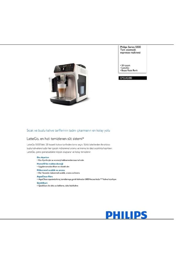 Philips EP5547/90 En Yeni Model Tam Otomatik Espresso Cappuccino Makinesi Sıcak Ve Soğuk Kahve - Görsel 6