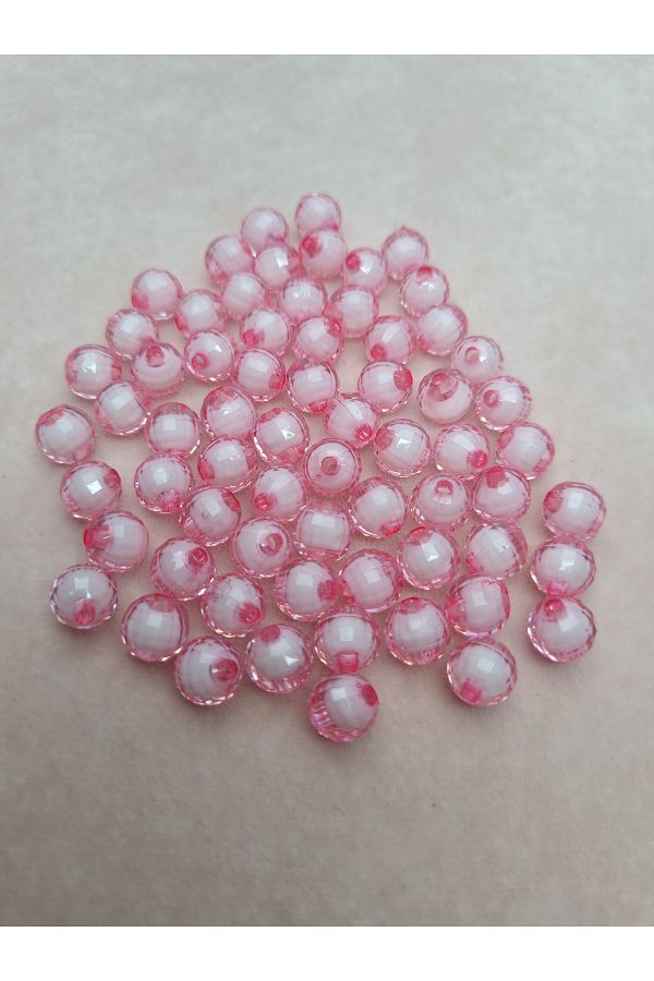 12 mm Açık Pembe İçli Plastik Boncuk (30 gr)