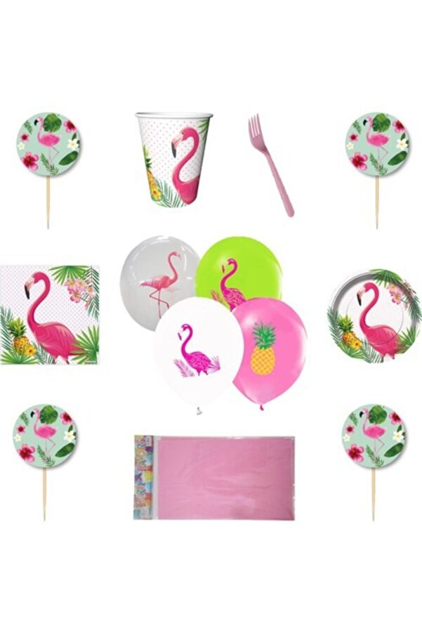 Flamingo Sunum Parti Malzemeleri Seti 32 Kişilik Cakes&Party