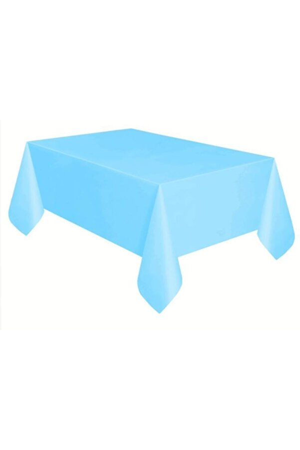 Parti Malzemeleri Plastik Masa Örtüsü Açık Mavi Renk 137x270 Cm