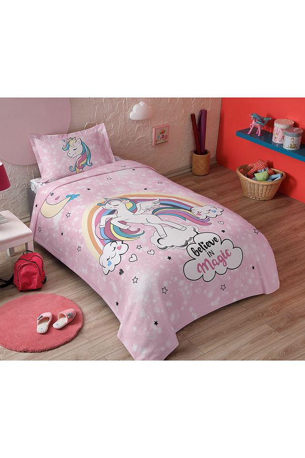 Pembe Tek Kişilik Pike Takımı