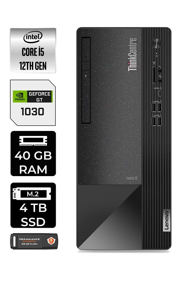 LENOVO Neo 50T i5 12400 40GB RAM 4TB SSD GT1030/4GB W11HOME 11SE00BJTX MASAÜSTÜ PC & PER4 BELLEK