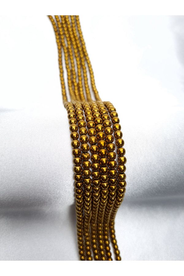 4 mm Hematit Taşı (Altın) Doğaltaş Dizi