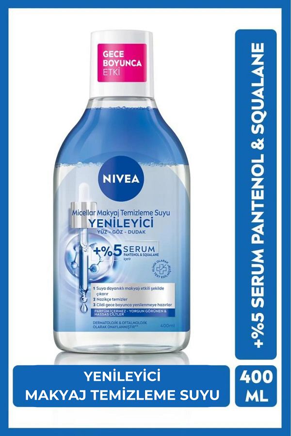 Yenileyici Micellar Makyaj Temizleme Suyu 400ml, Serum İçerikli, Pantenol, Yorgun Görünen Ciltler