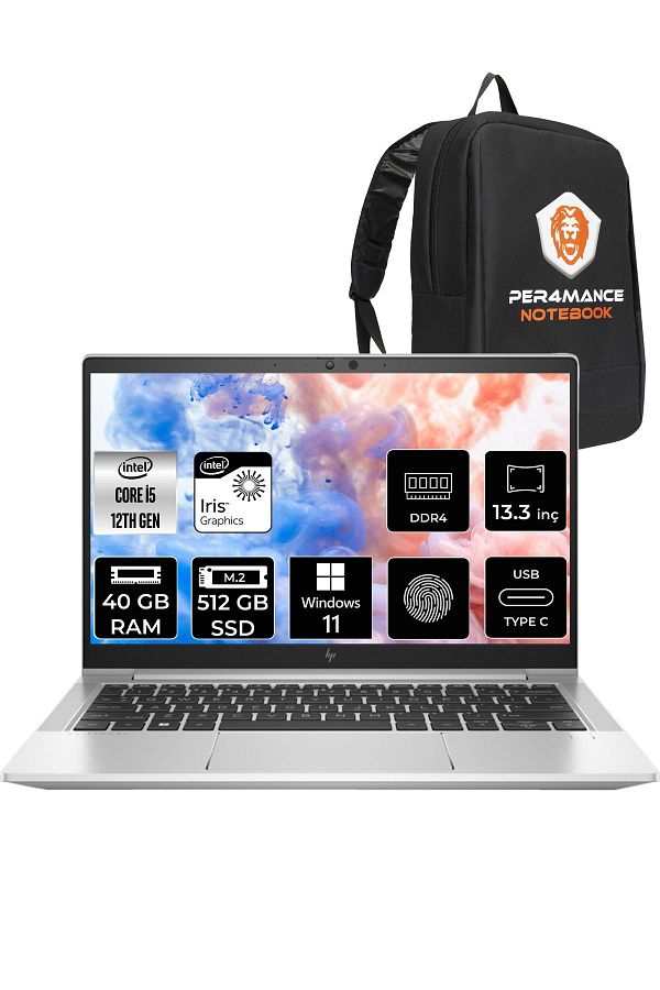 HP Elitebook 630 G9 i5 1235U 40GB RAM 512GB SSD 13.3'' FHD W11HOME 6S6Y3EA & PER4 ÇANTA