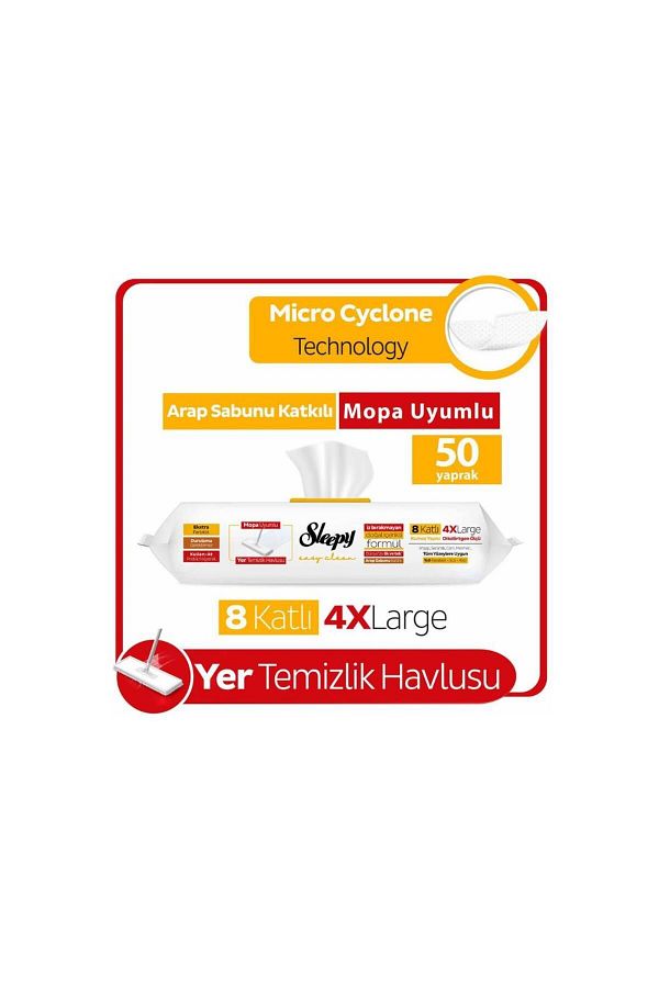 Arap Sabunu Katkılı Mopa Uyumlu 4 Xlarge Yer Temizlik Havlusu 50 Yaprak