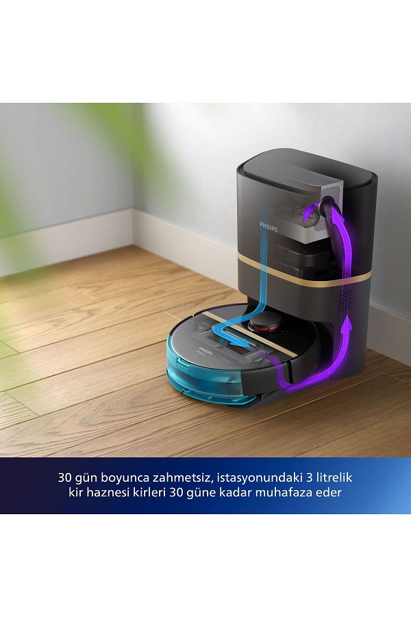 Philips 7000 Islak Kuru İstasyonlu Robot Süpürge,5000 Pa,Titreşimli Mop,Sert Zemin & Halı, XU7100/01 - Görsel 6