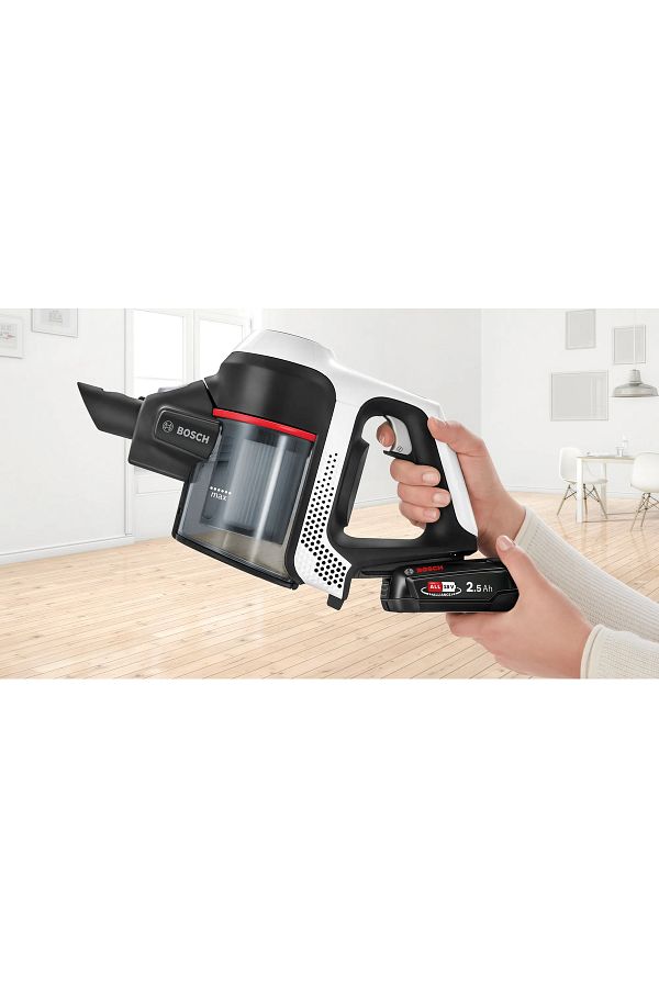 Bosch Serie 6 Değiştirilebilir Pil Teknolojili 10 YıL Motor Garantili Şarjlı Dikey Süpürge Beyaz - Görsel 7