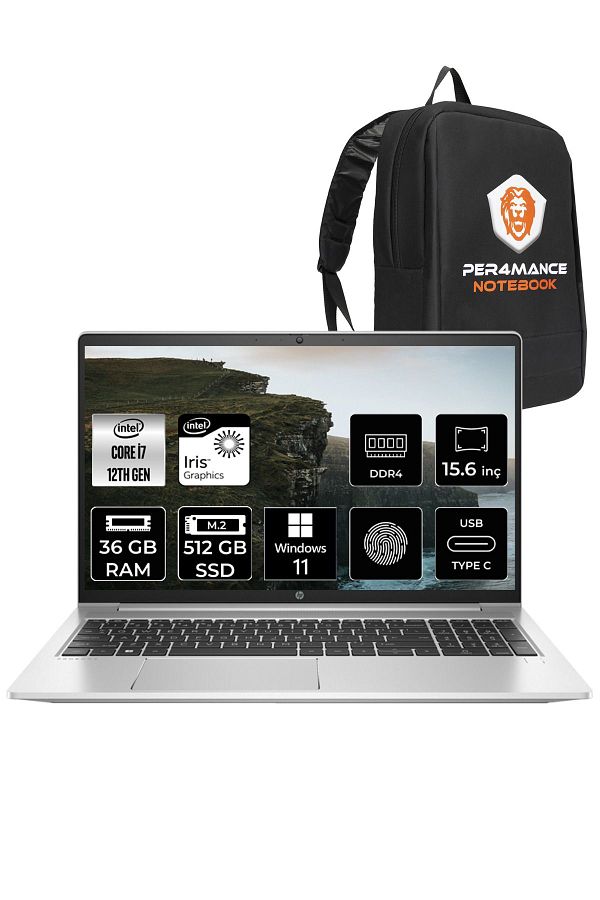 HP ProBook 450 G9 i7 1255U 36GB RAM 512GB SSD 15.6'' FHD W11PRO 6S6X1EA & PER4 ÇANTA