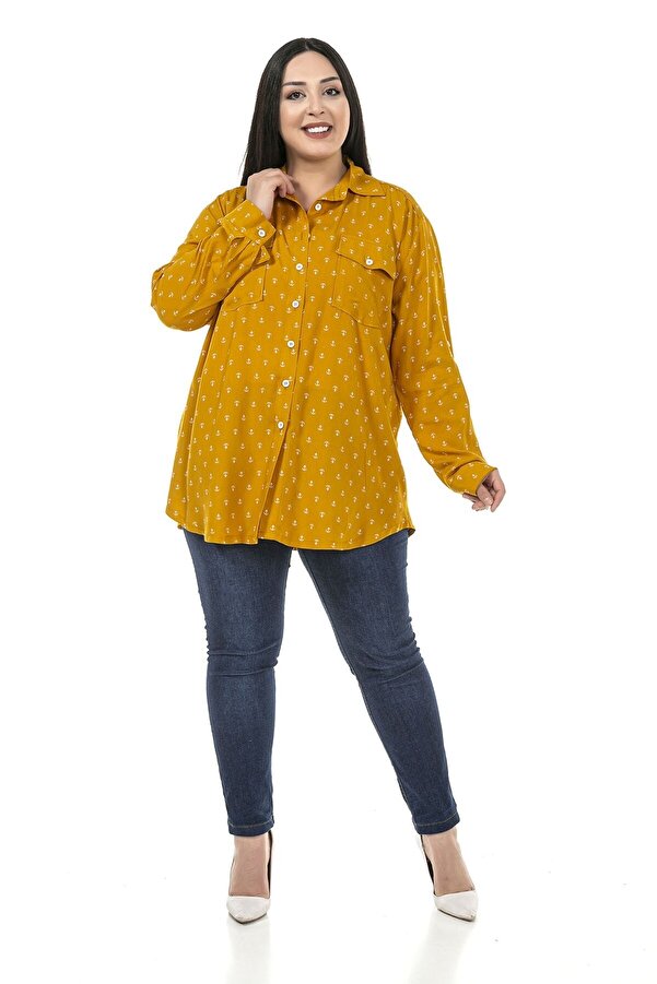 Çapa Fold-detail Sleeve Chest with Pockets Shirt — Mustard