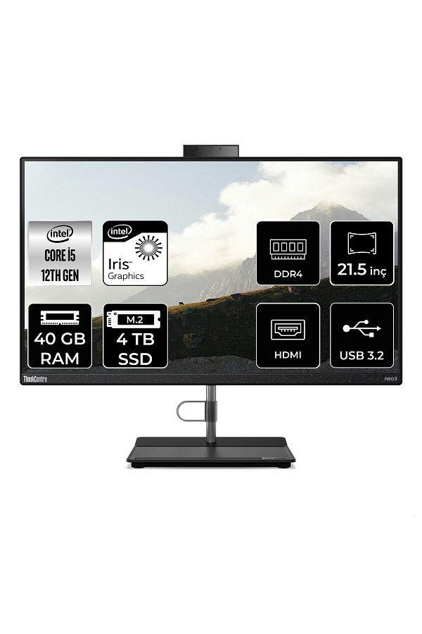 LENOVO THİNKCENTRE NEO 30A i5 1235U 40GB RAM 4TB SSD 21.5" FHD FDOS ALL IN ONE PC 12B3003RTX