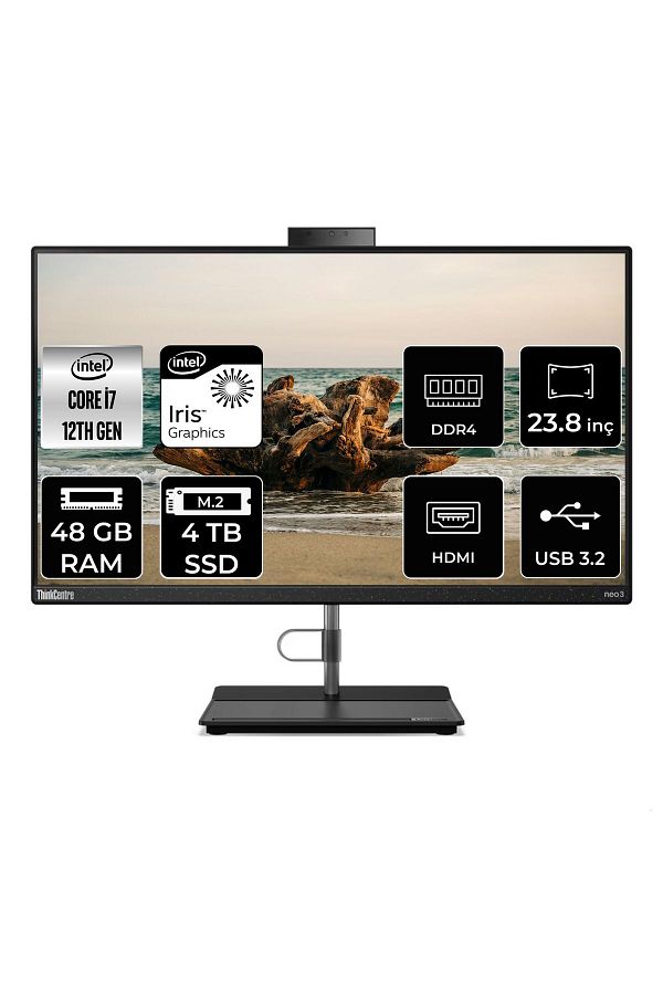 LENOVO THİNKCENTRE NEO 30A i7 1260P 48GB RAM 4TB SSD 23.8" FHD FDOS ALL IN ONE PC 12B0008JTX