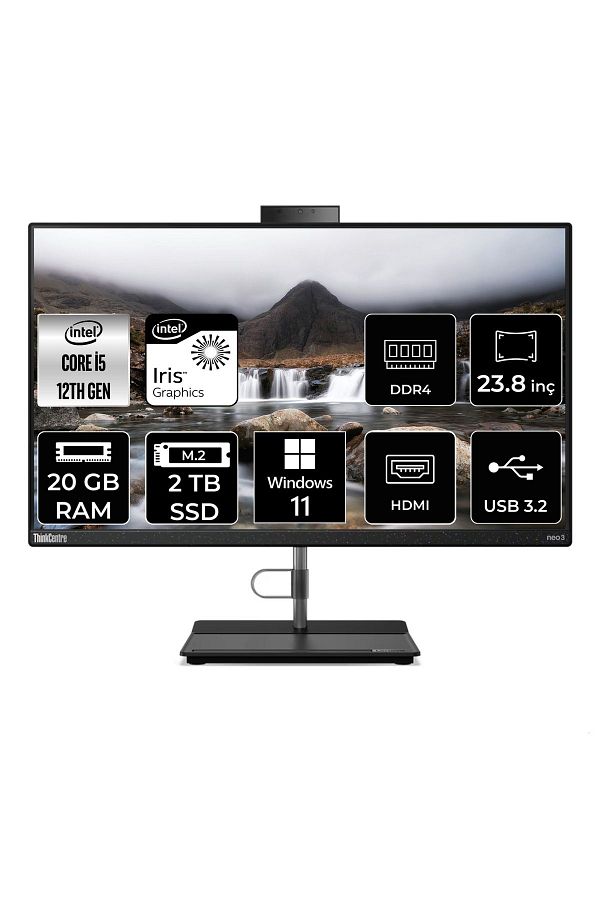 LENOVO THİNKCENTRE NEO 30A İ5 1235U 20GB RAM 2TB SSD 23.8" FHD W11P ALL IN ONE PC 12CE004KTX