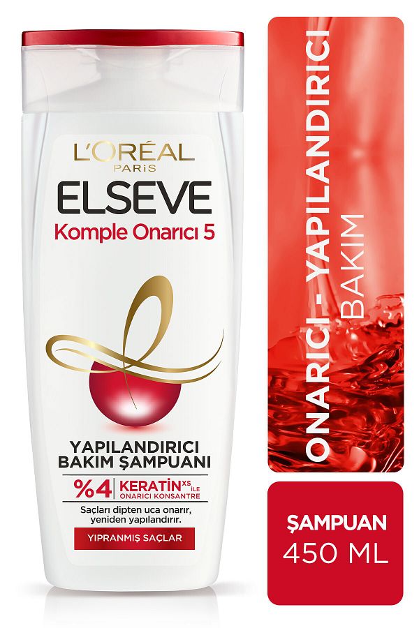 Komple Onarıcı 5 Yıpranmış Saçlar Için Keratinxs Içeren Yapılandırıcı Bakım Şampuanı 450 ml